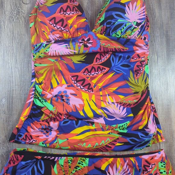 Women's Bleu Rod Beattie Tropical Floral Halter Tankini Skirt & Cover Up Size 8 - Picture 3 of 16